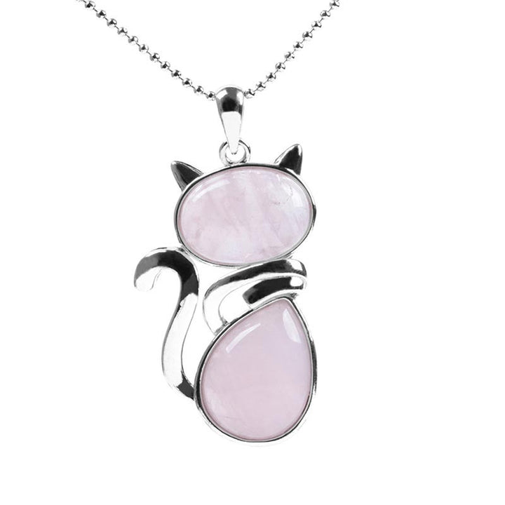 Colgante de collar de protección de cristal natural con patrón de gato de Buddha Stones - image 8