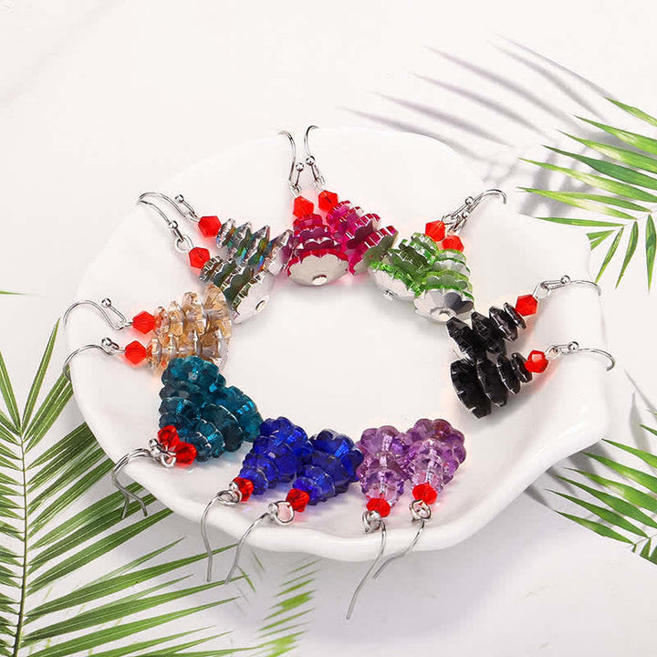 Pendientes colgantes curativos de paz con amatista y árbol de Navidad con varios cristales