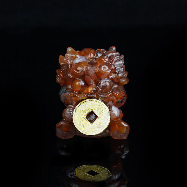 Buddha Stones hechas a mano, moneda de oro PiXiu, cristal Fengshui, energía, fortuna, decoración del hogar