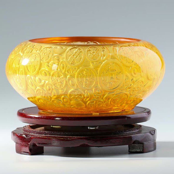 Cuenco del tesoro de cristal Liuli hecho a mano, lingotes, pieza de arte, decoración del hogar - image 11