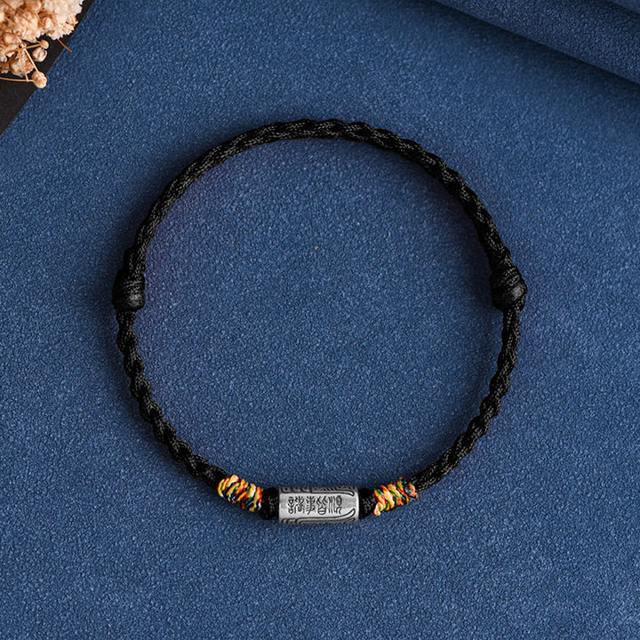 Pulsera tobillera de plata de ley 925 hecha a mano con Buddha Stones, todo va bien, diseño de protección y resistencia - Pulsera (circunferencia de la muñeca: 13-18 cm) - Cuerda negra - image 18
