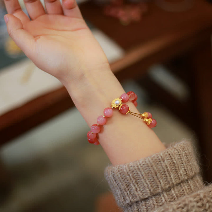 Pulsera de iluminación de flor de loto de ágata Yanyuan de plata de ley 925 con Buddha Stones