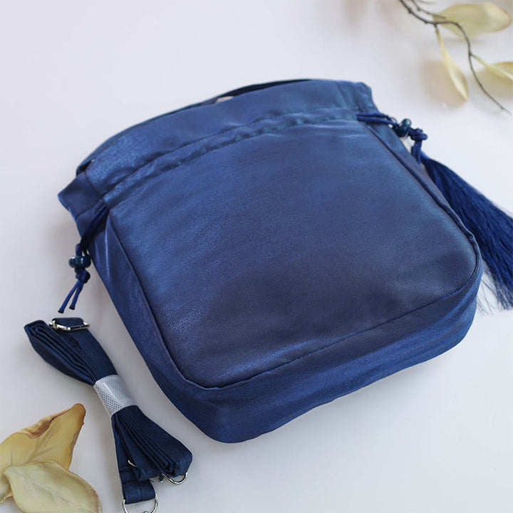 Buddha Stones Bordadas Loto Koi Pez Grulla Camelia Algodón Lino Tote Bandolera Bolso Bandolera Bolso