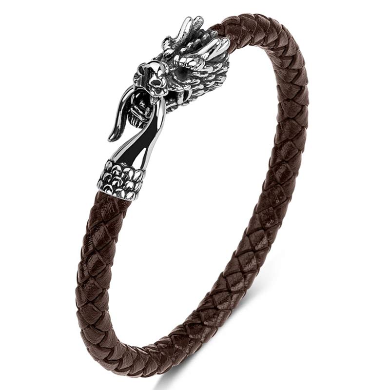 Pulsera de la suerte con protección de acero titanio y dragón de Buddha Stones - image 20