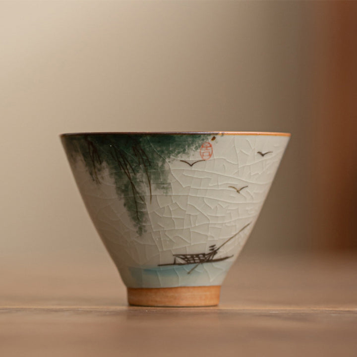 Taza de té de cerámica con Buddha Stones, bote de caqui, pez Koi, loto, taza de té de Kung Fu, 50ml