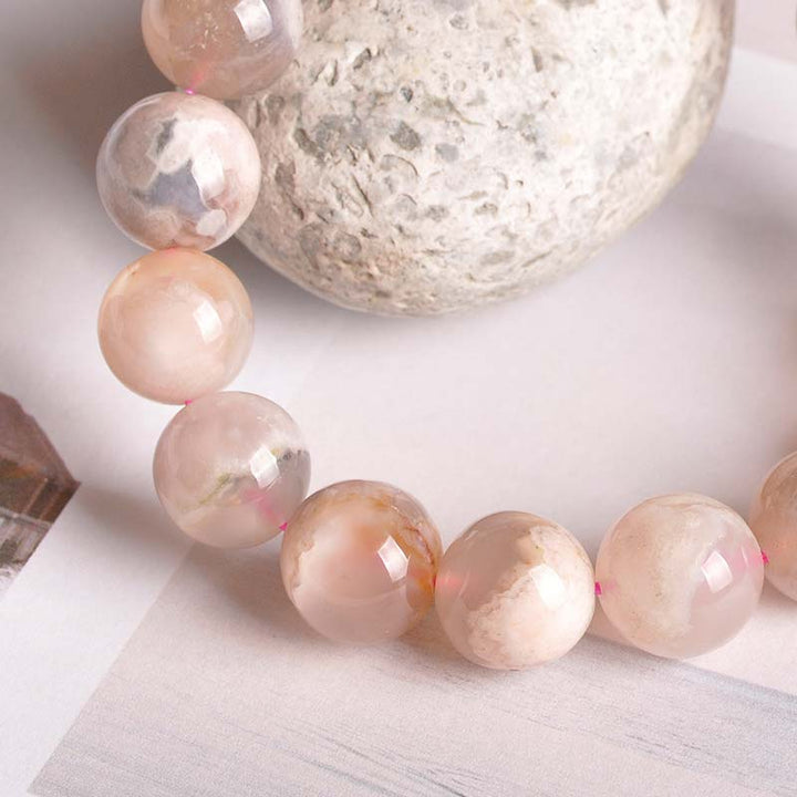Pulsera de bendición de la paz con ágata Sakura y Buddha Stones