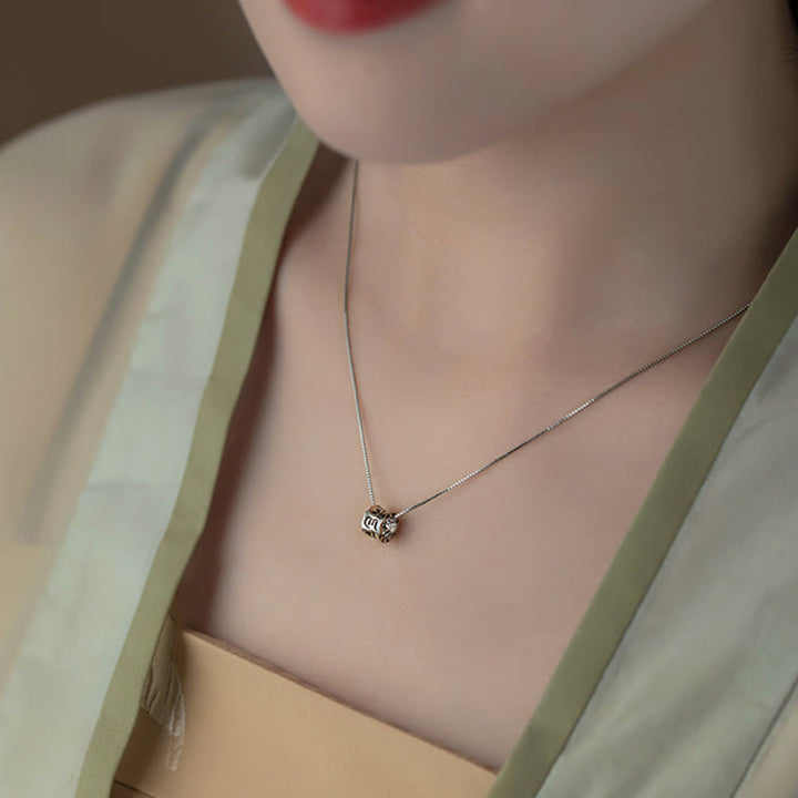 Collar con colgante de plata de ley 925 con Buddha Stones tibetanas Om Mani Padme Hum grabado Love Focus - image 9