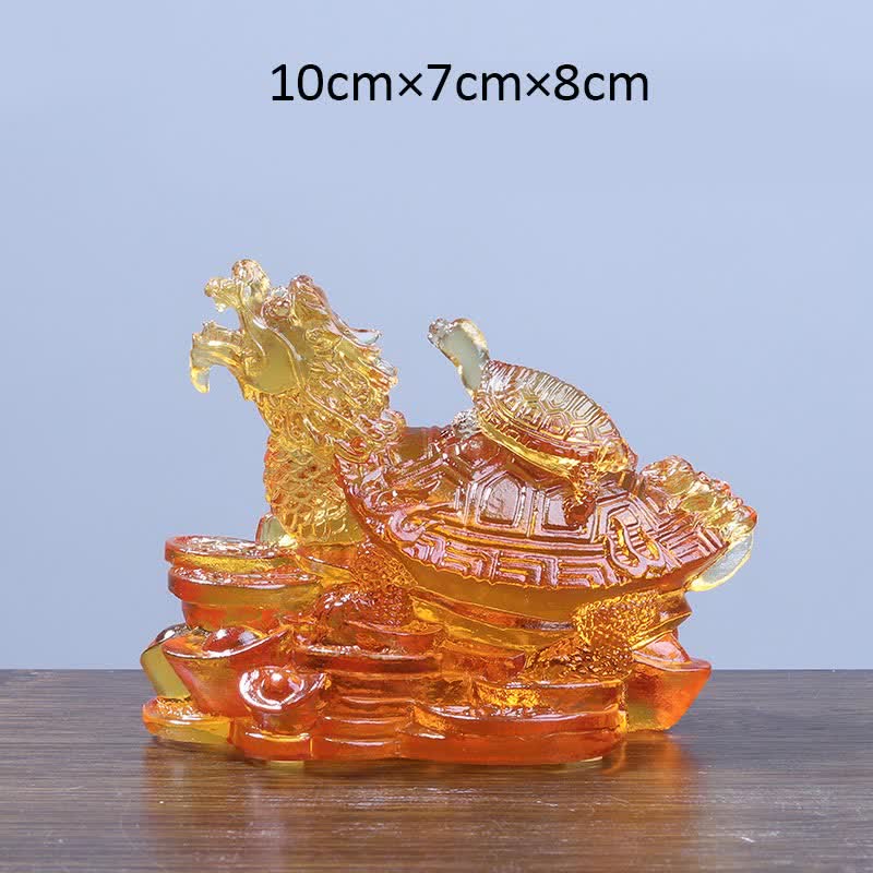 Buddha Stones Feng Shui, monedas de tortuga dragón hechas a mano, pieza de arte de la suerte de cristal Liuli, decoración para el hogar y la Oficina - Oro - Medio - image 14
