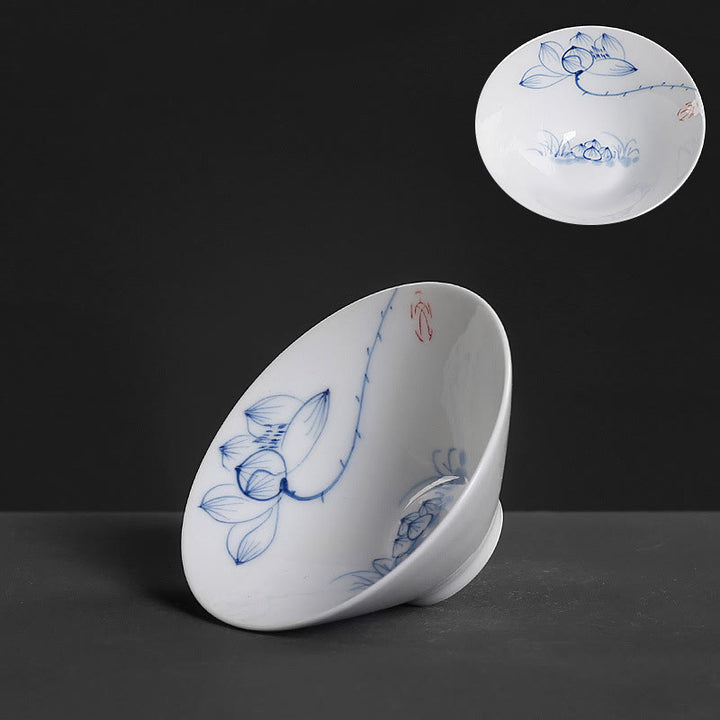 Buddha Stones Vintage ciruela orquídea bambú crisantemo loto pez Koi taza de té de cerámica tazas de té Kung Fu