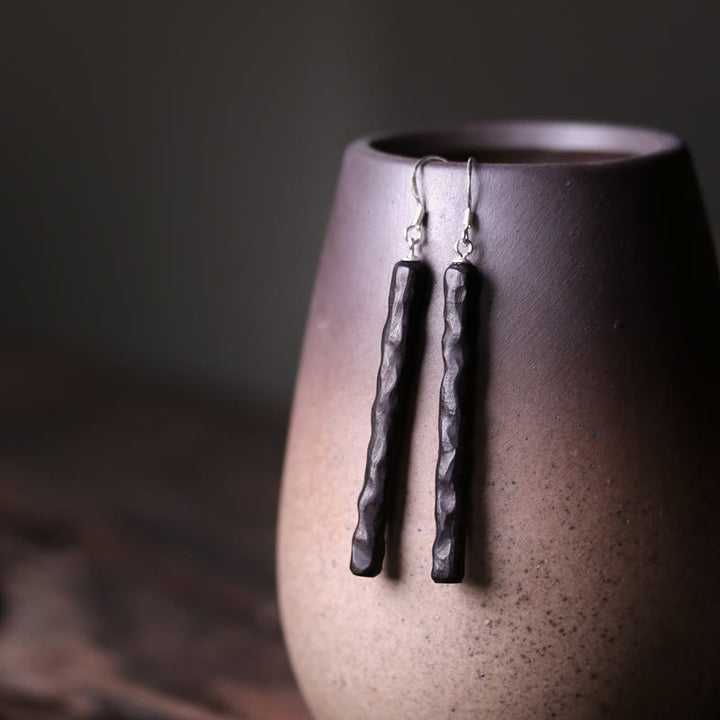 Pendientes Buddha Stones - Textura de madera de ébano - image 8