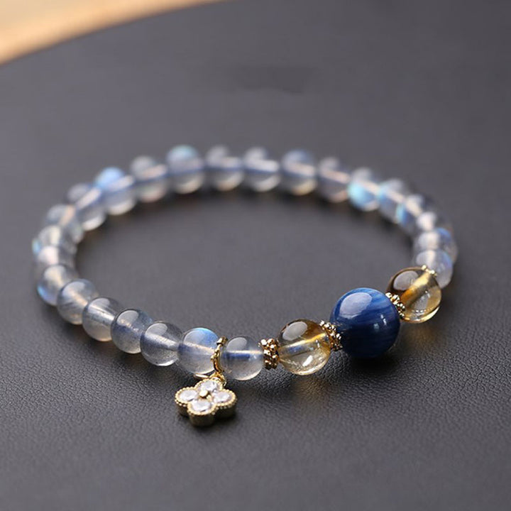 Pulsera de cuentas curativas de Chram de flor de piedra lunar natural