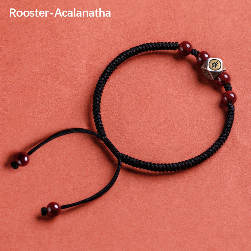 Pulsera de plata de ley 925 con Buddha Stones , zodíaco chino, Buda natal, cinabrio, calma - Gallo-Acalanatha - Negro (circunferencia de la muñeca 14-18 cm) - image 22