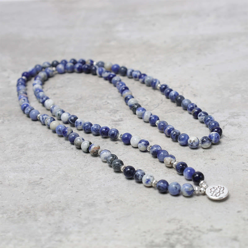 Pulsera con collar de paz de loto de aventurina azul natural con Buddha Stones