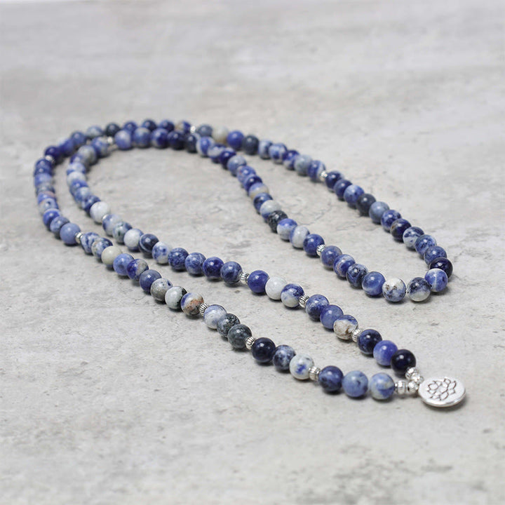 Pulsera con collar de paz de loto de aventurina azul natural con Buddha Stones