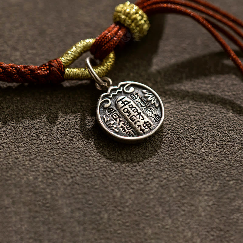 Pulsera trenzada de plata de ley 925 hecha a mano con Buddha Stones , cinco direcciones, dioses de la riqueza, protección de la suerte
