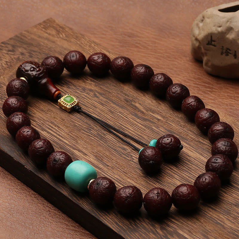 Cuenta de ágata de semilla de Bodhi tibetana, abalorio de borla de suerte y riqueza, Mala para muñeca