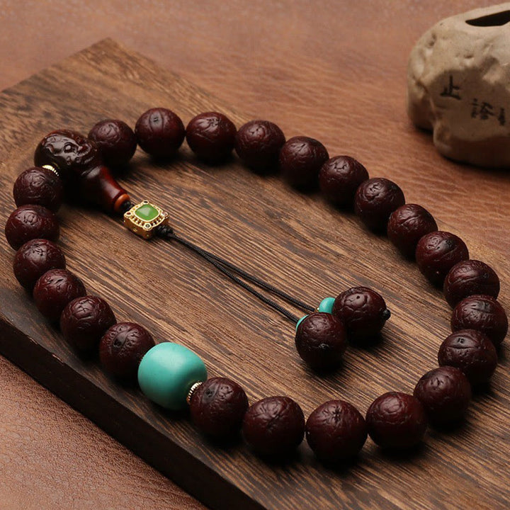 Cuenta de ágata de semilla de Bodhi tibetana, abalorio de borla de suerte y riqueza, Mala para muñeca