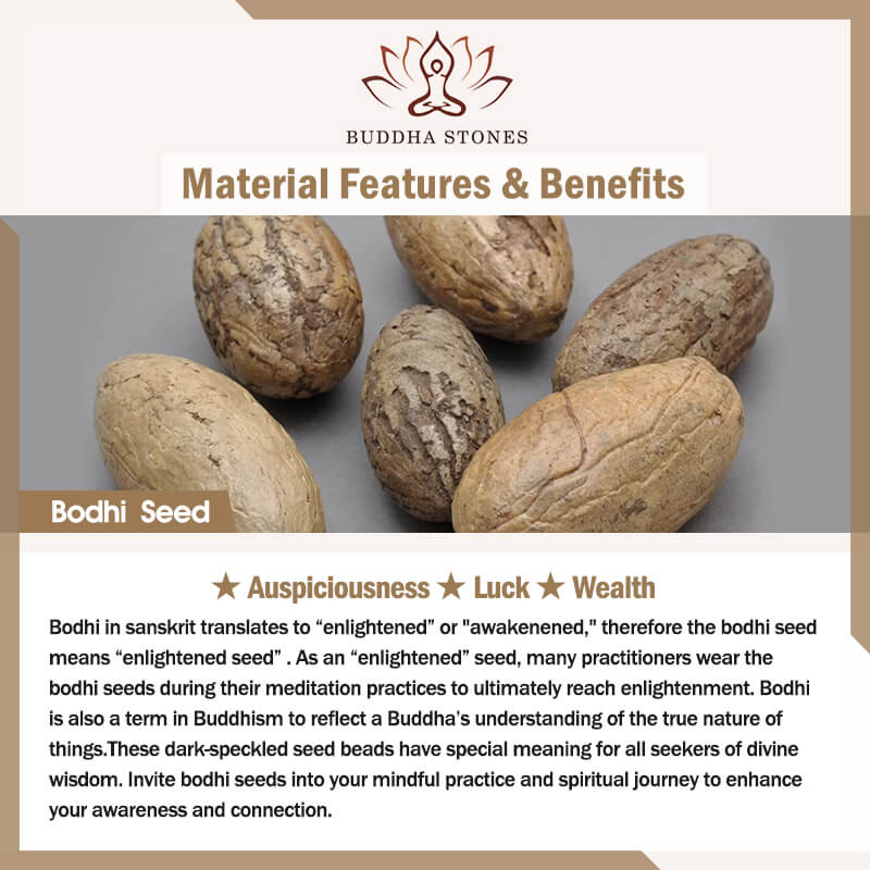 Mala con borla de Rudraksha y semillas de Bodhi de 108 cuentas de Buddha Stones