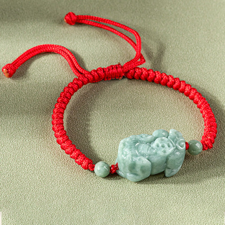 Pulsera de cuerda trenzada con nudo King Kong, protección PiXiu de Jade Natural hecha a mano con Buddha Stones - image 1