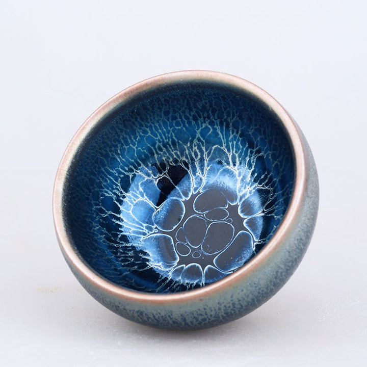 Buddha Stones hechas a mano, diseño de escamas de dragón Medusa, taza de té de cerámica china Jianzhan, taza de té Tenmoku Kung Fu