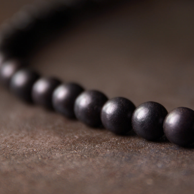 Pulsera de pareja de protección de cobre con cuentas Dzi de madera de ébano y Buddha Stones