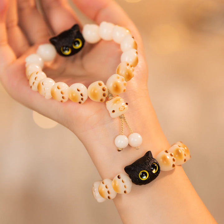 Pulsera de la paz del gato de la suerte de la pata encantadora de sándalo rojo de la semilla de Bodhi Natural de las Buddha Stones - image 2