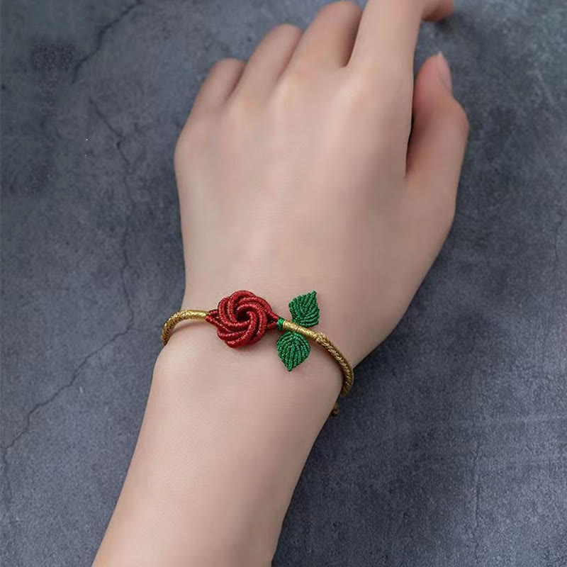 Pulsera hecha a mano con Buddha Stones, cuerda de flor rosa, ocho hilos, nudo de paz, suerte