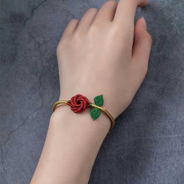 Pulsera hecha a mano con Buddha Stones, cuerda de flor rosa, ocho hilos, nudo de paz, suerte