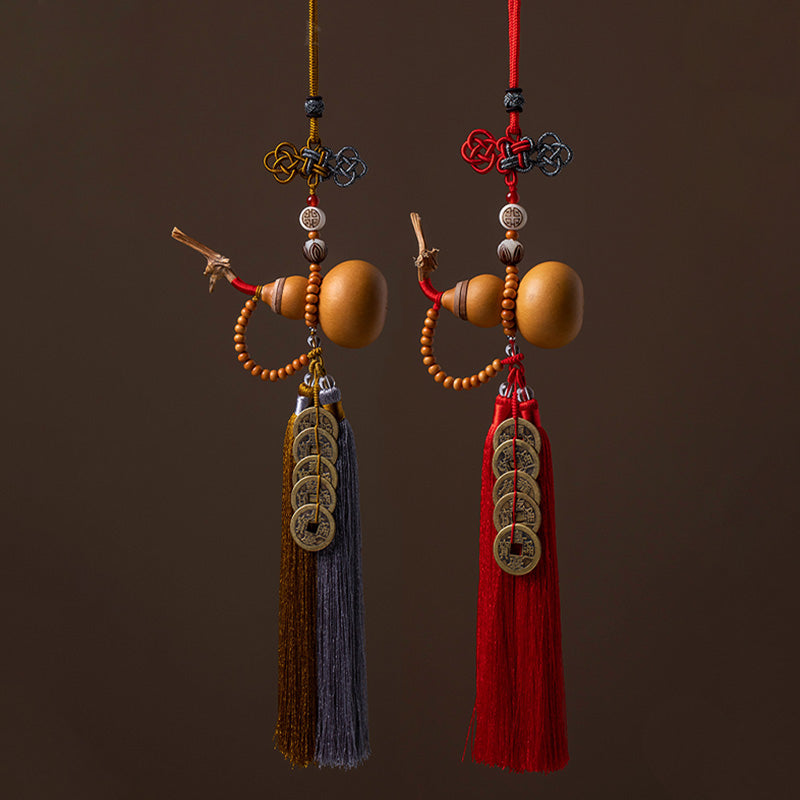 Buddha Stones, monedas Feng Shui, calabaza, nudo chino, monedas de la suerte, cinco emperadores, dinero, riqueza, borlas, decoración