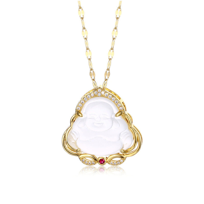 Collar de paz de Buda sonriente natural con Buddha Stones - image 7