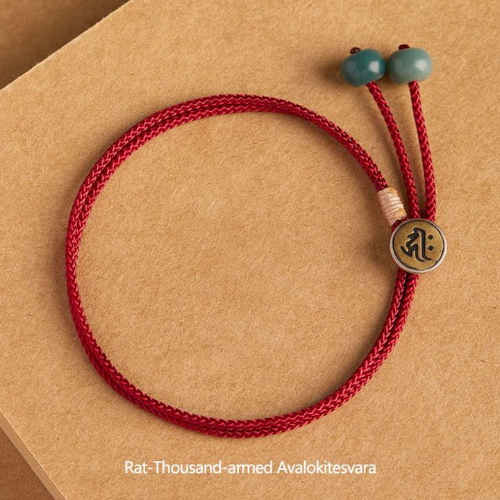 Pulsera de hilo rojo trenzado con Buddha Stones , Plata de Ley 925, hecha a mano, zodíaco chino, Buda natal, cian, Bodhi, protección de semillas