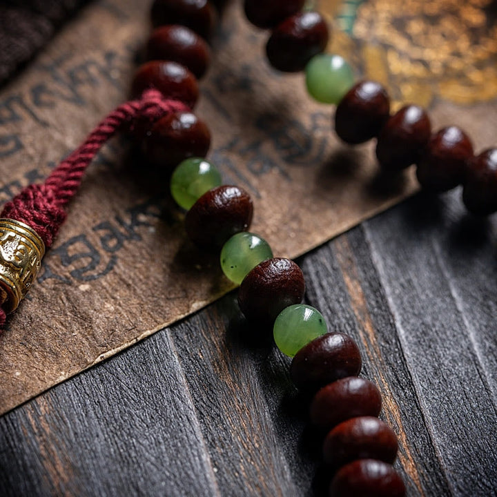 Buddha Stones naturales del Tíbet 108 cuentas de Mala semilla de Bodhi púrpura Hetian cian Jade cobre Dorje pulsera de la paz