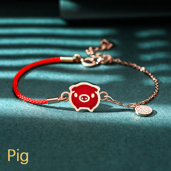 Pulsera de cadena de hilo rojo con protección de la suerte del zodiaco chino que cambia de color de Plata de Ley 925 con Buddha Stones - Cerdo (circunferencia de muñeca 14-15 cm) - image 25