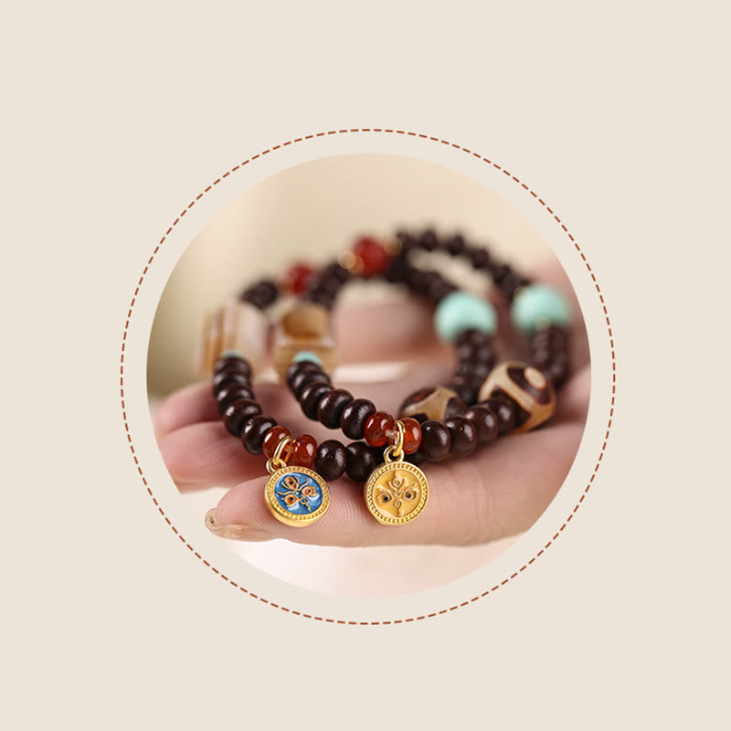 Buddha Stones Natural Tíbet Púrpura Bodhi Semilla Dzi Cuenta Dios de la Riqueza Pulsera de Sabiduría