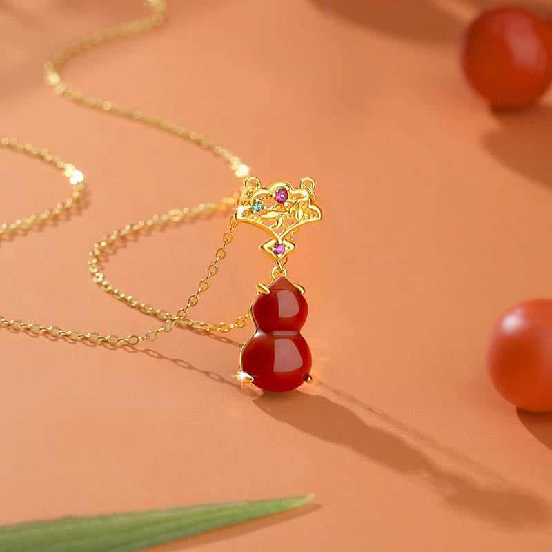 Juego de pendientes con colgante de collar y pulsera de confianza con Buddha Stones, Plata de Ley 925, ágata roja, calabaza, nubes propicias