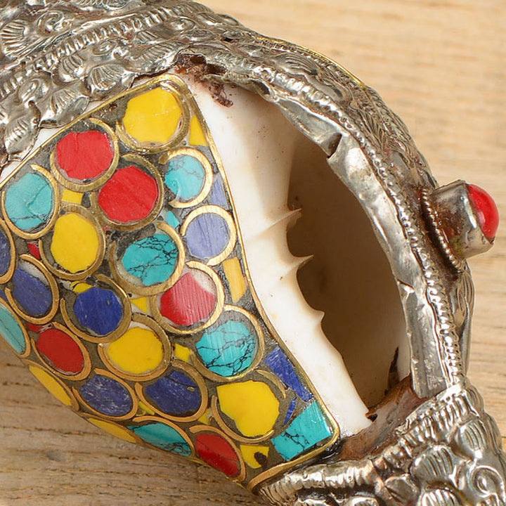 Concha tibetana hecha a mano Natural Shankha colorida concha marina riqueza decoración del hogar - image 9