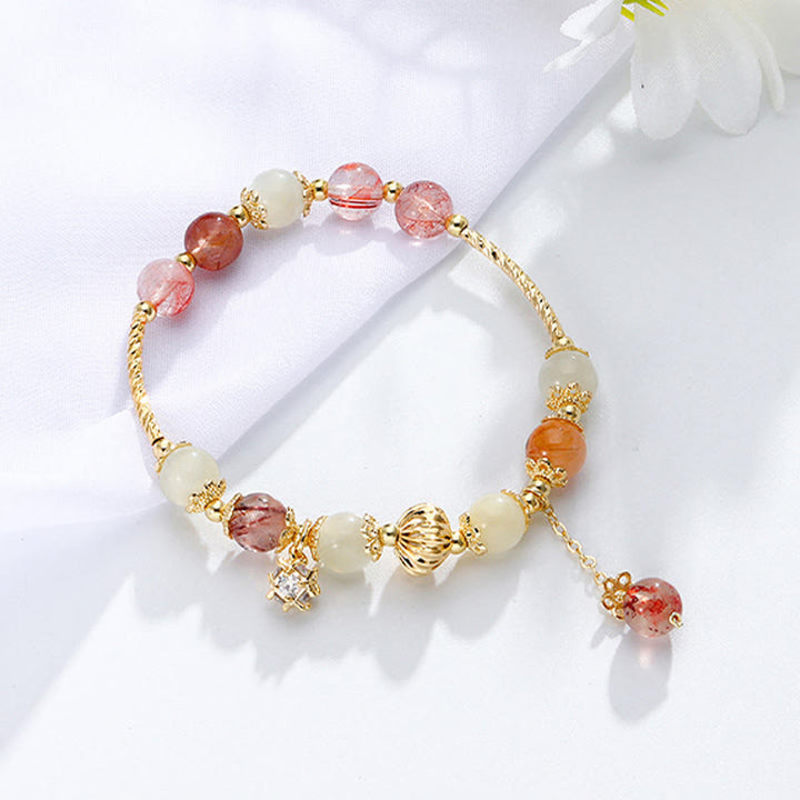 Pulsera de cuentas auspiciosas con circonita y ojo de gato de cuarzo rutilado colorido - image 5