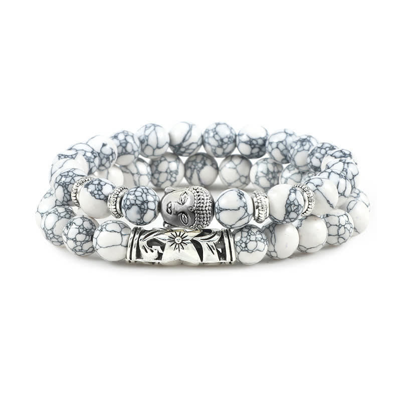 Buddha Stones 2 pulseras de protección de Buda de ágata de cristal natural