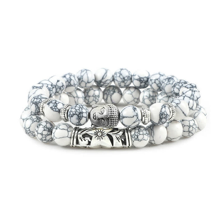Buddha Stones 2 pulseras de protección de Buda de ágata de cristal natural