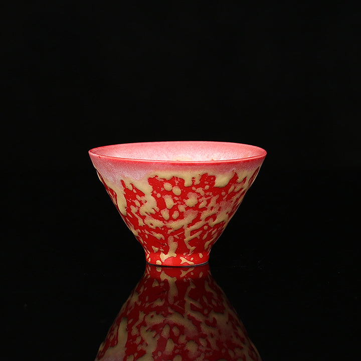 Buddha Stones, Retro Azul, rojo, gradiente, patrón de loto, cambio de horno, taza de té de cerámica, tazón de té de Kung Fu