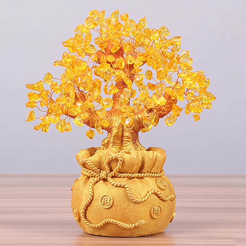 Buddha Stones Adorno de piedras preciosas de árbol de dinero de citrino natural - Feng Shui para la prosperidad - image 9