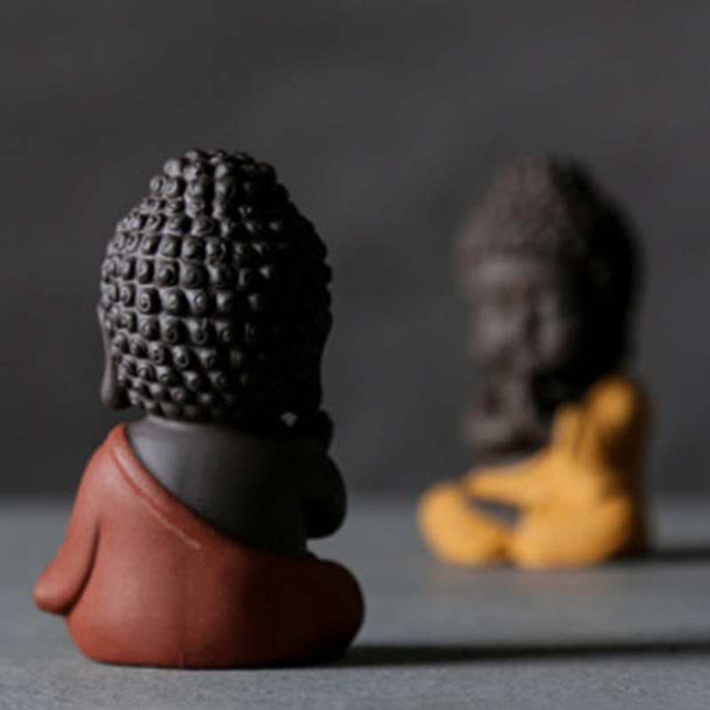 Buddha Stones Pequeño Buda Serenidad Arcilla Púrpura Decoración de Escritorio para el Hogar