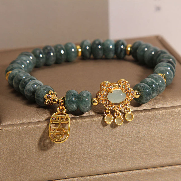 Buddha Stones Natural Jade Chino Cerradura Encanto Paz Suerte Abundancia Pulsera
