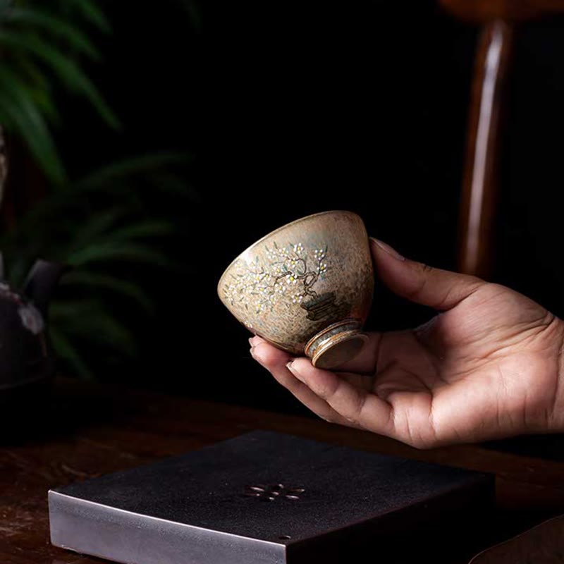 Buddha Stones Jingdezhen pintadas a mano Ru Kiln porcelana Hanfu niña flor taza de té de cerámica tazas de té Kung Fu