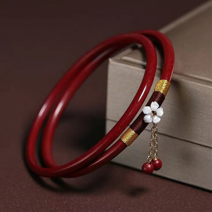 Pulsera con dijes de bendición de flores de cinabrio, 2 uds., Buddha Stones