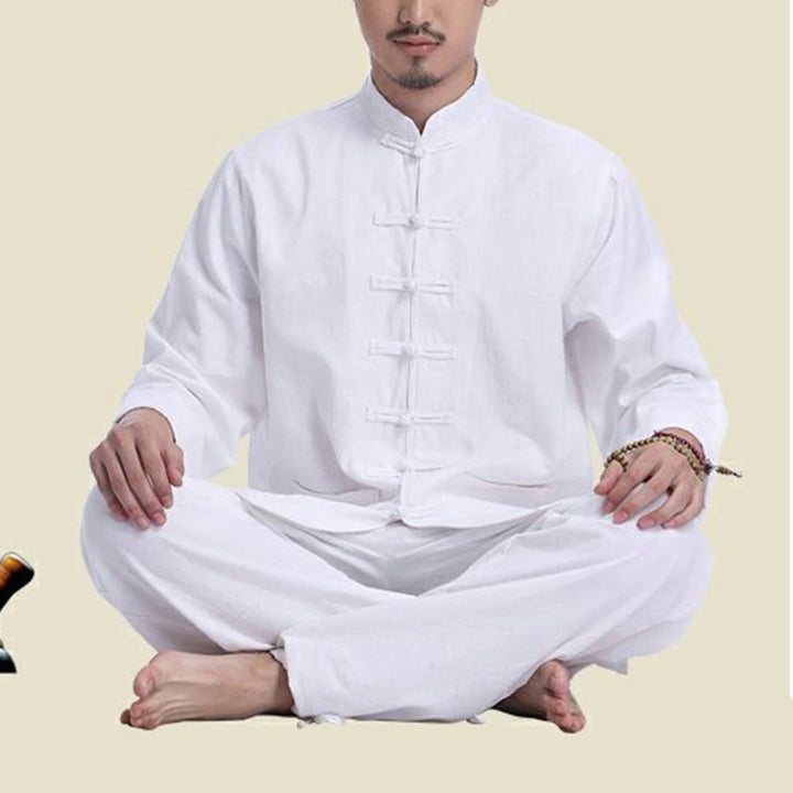 Conjunto de ropa para hombre, diseño de botones de rana china, Buddha Stones , meditación, oración, algodón, lino, espiritual, Zen, práctica de Yoga - image 12