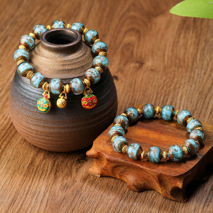 Pulsera de la fortuna con cuentas de cristal Liuli, dije de la familia de la bestia tragadora de oro con Buddha Stones