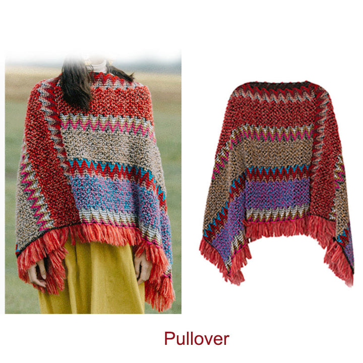 Buddha Stones, capa cálida tejida, bufanda tibetana con borlas - image 14