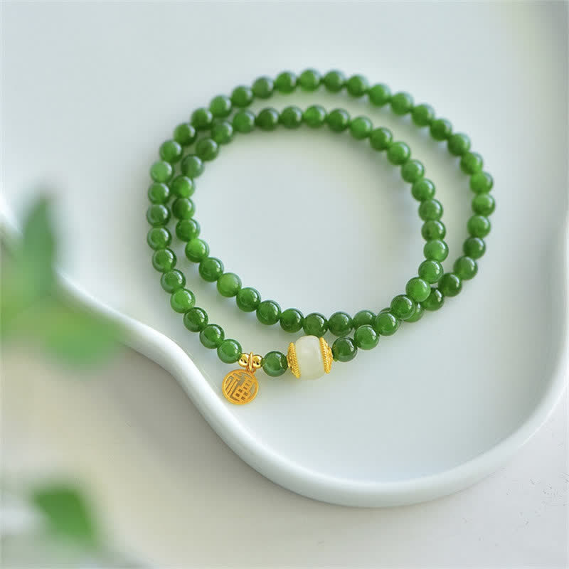 Pulsera de bendición de felicidad de jade cian hetiano