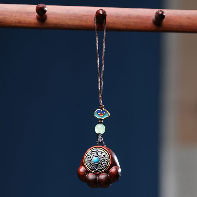 Buddha Stones Sándalo Hoja pequeña Sándalo rojo Sándalo verde Garra de pata de gato de la suerte Om Mani Padme Hum Protección Decoración colgante para teléfono